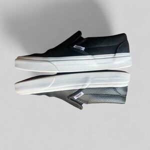 VANS Black Perforated Leather Slip On Sneaker Womens
